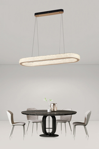 Lampadario di Lusso per Sala da Pranzo, Lampada Ovale Artistica per Ristorante, Illuminazione Moderna a Sospensione in Acciaio Inox e Acrilico - Product Image 2