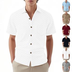 2025 verano Europeo Americano hombres camisa Casual nueva tendencia Slim Fit transpirable para Polo popelina tela al por mayor - Product Image 5