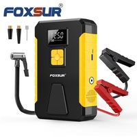 FOXSUR 26800mAh 12V/24V Démarreur de voiture Pompe à air Compresseur d'air portable Gonfleur de pneus de voiture Alimentation de secours