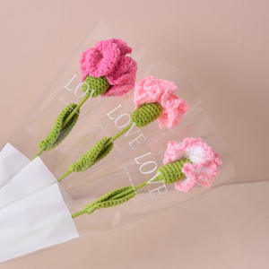 Cadeau pour la fête <span class=keywords><strong>des</strong></span> mères, fleurs de carnation au crochet faites à la main, bouquet floral tricoté pour mariage, fête, décoration de la maison - Product Image 3