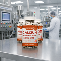 Gélules de Calcium Liquide, Magnésium, Zinc et Vitamine D3 pour la Santé des Os et des Dents, la Santé Digestive des Adultes, Haute Absorption, Pureté, OEM