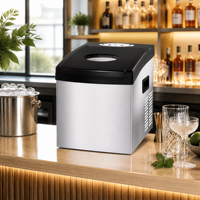 Machine à glaçons automatique commerciale de 25 kg, machine à glaçons en acier inoxydable de table, pour bar, KTV, café, hôtel, panneau de commande intelligent