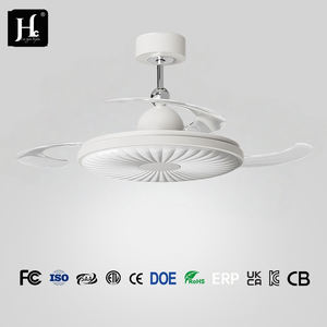 Ventilateur de plafond LED moderne de luxe de 42 pouces, design invisible rétractable pliable à profil bas, moteur CC, télécommande pour salon - Product Image 2