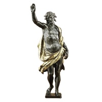 Sculpture en bronze massif de Saint Jean l'Évangéliste avec symbole d'aigle, moulée à la cire perdue, statue de saint catholique pour la décoration intérieure d'église