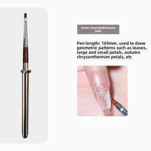 Pinceaux à Ongles Professionnels à Manche Plat en Nylon avec Capuchon Métallique, Pinceaux UV Gel Nail Art pour Peinture Ombré et Décoration de Manucure - Product Image 5