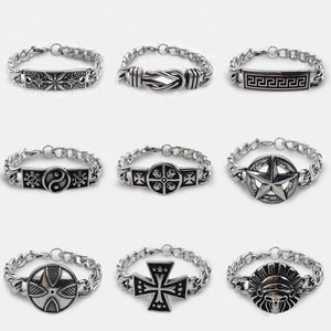 Venta al por mayor de acero inoxidable Punk pulsera de cadena de eslabones Cruz calavera gótica HipHop joyería de moda encanto para hombres mujeres regalo geométrico - Product Image 2