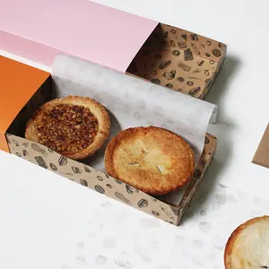 Colorful Pink Orange Printed Sleeve Open end Drawer Sliding in Rectangular Box made of Kraft Paper Flexo Print for Muffin Pie