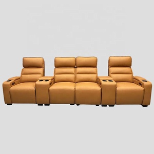 Ensemble <span class=keywords><strong>de</strong></span> canapé inclinable avec appuie-tête électrique moderne en cuir véritable, tableau d'écriture personnalisable pour salon <span class=keywords><strong>de</strong></span> <span class=keywords><strong>théâtre</strong></span> avec lumière d'ambiance - Product Image 4
