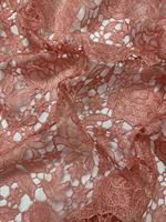 Tissu en dentelle florale rose corail de haute qualité, soluble dans l'eau, guipure pour robe de mariée de luxe, vêtements de fête