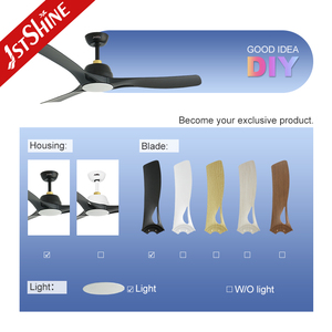 1stshine LED Ventilador de techo Rústico 220V Ahorro de energía 6 velocidades Negro 52 pulgadas Ventilador de techo con aspas de plástico - Product Image 4