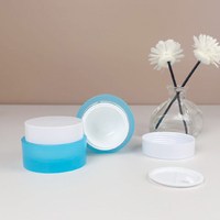 Emballage cosmétique vide de luxe personnalisé avec logo, 1 oz, 30 g, contenants pour gommage corporel, pot en plastique bleu acrylique, pots pour crème corporelle avec couvercle