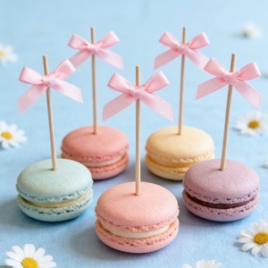 Fabric Bow Cake Skewer 20 Disposable Fruit Skewers For Birthday Dessert Table Decoration - Product Image 3
