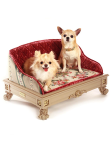 OE-FASHION Lussuoso Divano per Gatti in Legno Massello Antico Intagliato a Mano con Rivestimento in Velluto Reale, Arredamento per Animali Domestici di Piccola e Media Taglia - Product Image 2