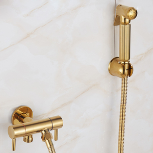 KD-02BS Muslim Shower Room Fittings Gold <strong>Plated</strong> Cold and Hot Functions <strong>Bidet</strong> <strong>Sprayer</strong> Set Good Quality Brass Cleansing Faucet - Product Image 2