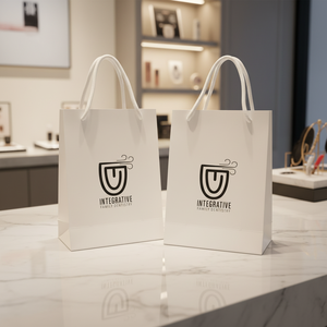 Sac en papier blanc personnalisé avec votre marque pour les petites entreprises, idéal pour les cadeaux, les vêtements, les chaussures, etc. - Product Image 5