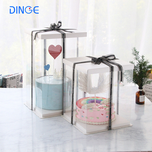 Transparent Tall Cake Box with Window in Bulk Clear Christmas Plastic Cup Cake Boxes with Handle for Wedding Packaging Custom