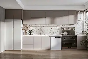 Armario de cocina de diseño Simple, accesorios de armario de cocina de madera americana, laca de Mdf