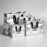 Tas Kertas Kardus Emas/Perak Portable Model Hollow-out dengan Cetak Logo Custom dan Pegangan Die-Cut untuk Toko Pakaian, Kosmetik, dan Hadiah Kecil