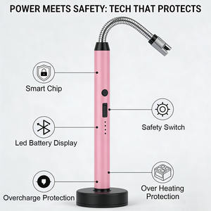 Briquet à bougie flexible rechargeable pour usine, OEM et vente en gros, USB-C, coupe-vent, affichage de la batterie - Product Image 2