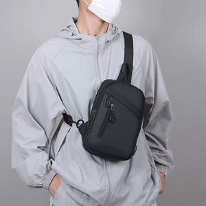 Sac de poitrine pour homme LJD8607, petit sac léger en PU, sac de voyage d'affaires, sac bandoulière, couleur unie, bleu foncé, gris, noir, militaire - Product Image 2