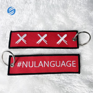 Llavero Bordado al por Mayor con Logotipo de Doble Cara, Llavero Tejido Colorido, Etiqueta Bordada para Llaves - Product Image 2