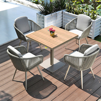 Meubles d'extérieur en aluminium corde de patio chaise d'extérieur ensemble de table à manger en bois en plastique