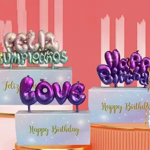 Huaming Low MOQ Mode Groovy Wunder kerze Alles Gute zum Geburtstag Kerzen Großhandel Party Gold Sternen alphabet Geburtstag Kerzen Buchstaben