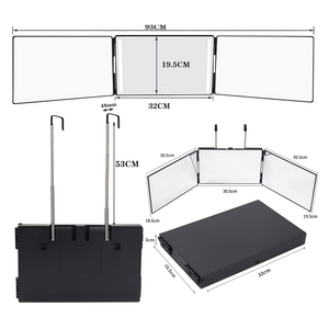 Miroir <span class=keywords><strong>de</strong></span> maquillage en gros, miroir <span class=keywords><strong>de</strong></span> vanité LED pliable à trois volets, miroir cosmétique portable <span class=keywords><strong>de</strong></span> bureau pour le rasage - Product Image 4