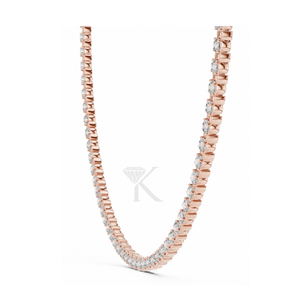 Modern Bar Set Round Cut Diamond Tennis Necklace In Solid Gold, Continuous Diamond Choker Sleek Elegant Women's Luxury Necklace - Product Image 5