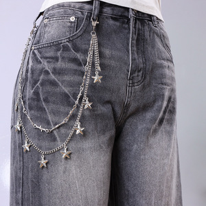 Chaîne de taille Yueli Star pour femme, chaîne multi-couches en métal, accessoire hip-hop punk pour jeans, chaîne décontractée en alliage de zinc, décoration pour pantalon - Product Image 1