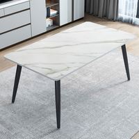 Table à manger moderne et simple de luxe léger avec plateau en roche, pour appartement et maison, avec chaises