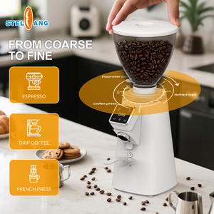 Moulin à expresso électrique commercial en acier inoxydable de 64 mm avec 11 réglages de grosseur de mouture pour usage domestique et hôtelier GML - Product Image 2