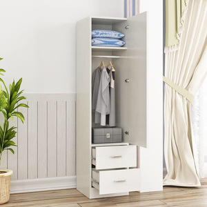 <b>Single</b> Door <b>Wardrobe</b> Storage Cabinet For Children Bedroom Bathroom Use Solid Wood Design With Shelves And Drawers - Product Image 4