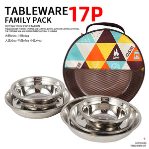 Juego de Platos de Acero Inoxidable para Exteriores, 17 Piezas, para 3-5 Personas, Vajilla Portátil para <span class=keywords><strong>Camping</strong></span>, Barbacoa, Viajes en Auto, Plato para Sopa - Product Image 6