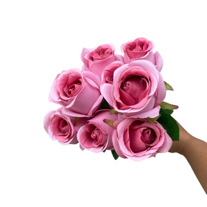 Bulgarian Rose <b>Artificial</b> <b>Bouquet</b> 9 Heads Silk Flower High Simulation Wedding Home Decor Centerpiece - Product Image 5