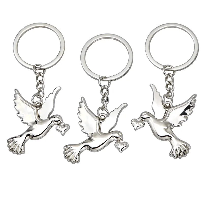 Liefde Dove Charme Vrede Liefde Wereld Sleutelhanger Graveerbare Naam Datum Logo Vredesduif Hanger Ketting Sleutelhanger Geschenken Voor mensen