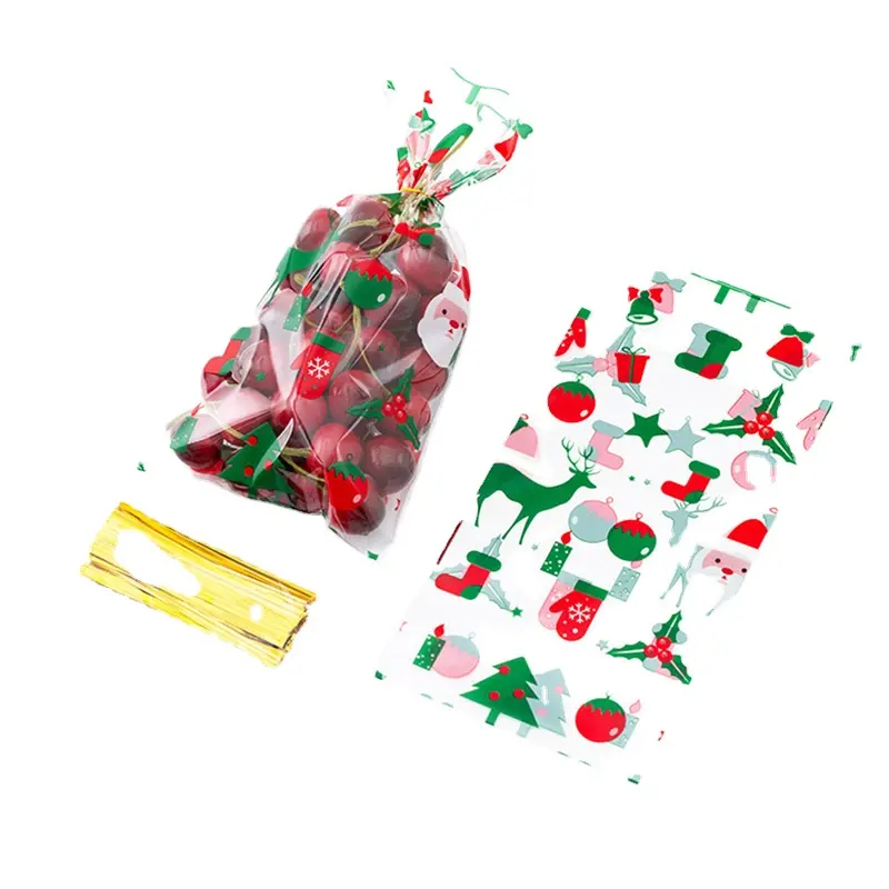OPPフラットポケット三次元透明ビニール袋スノーフレーククリスマスキャンディービスケット包装袋