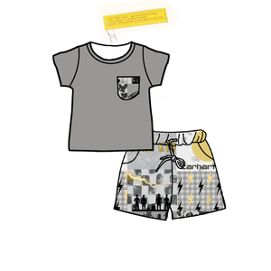 Prix d'usine – Ensemble chemise et short imprimé pour garçons – Style décontracté d'été - Product Image 6