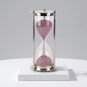 Modern Nautical Style Brass Sand Timer <b>Pink</b> with Nickel Finish Handmade for Desk Office Decor - Product Image 5