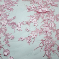 Tissu en dentelle brodée couleur pêche en maille filet pour robes de mariée pour femmes - Prix de gros