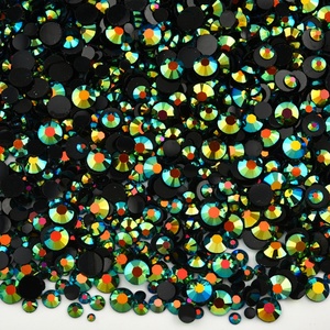 Strass en résine Oleeya, 10000 pièces/sac, tailles mixtes SS6-SS30, argent, à dos plat, pour décoration d'ongles - Product Image 4