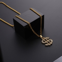 Colliers pendentifs en alliage Hip-Hop avec symbole du dollar américain, finition plaquée, tendance pour les cadeaux de la fête des pères et de Pâques