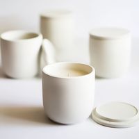 Pot en céramique personnalisé avec logo gravé, bougie parfumée en cire de soja blanche de luxe pour la décoration de la maison, avec boîte cadeau
