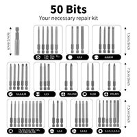 Ensemble d'embouts pour perceuse électrique à embout carré, étui rigide, OEM, 50 pièces, avec rallonge de tournevis et embouts de tête
