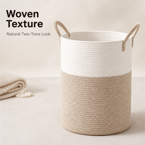 Cesto in Corda di Cotone Intrecciata Grande per Vestiti e <span class=keywords><strong>Giocattoli</strong></span> con Manici, Produzione OEM/ODM all'Ingrosso - Product Image 2