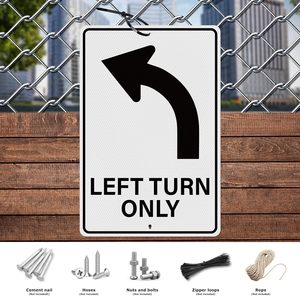 Señal personalizada de giro a la izquierda solo agujeros preperforados señalización de tráfico de aluminio para almacén de estacionamiento de calle de carretera - Product Image 3