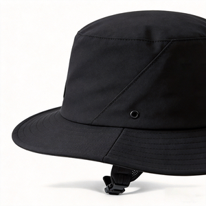 Sombrero de Surf de Nailon Negro UPF50+, Resistente al Agua, de Secado Rápido, con Ala Ancha, Gorra para Deportes Acuáticos con Correa para la Barbilla para la Playa - Product Image 4