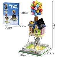 Mainan Blok Bangunan Mini Kreatif DK7025 Model Rumah Balon Terapung Bangunan Modern Edukatif Anak Usia 5-7 Tahun Laki-laki/Perempuan 600+