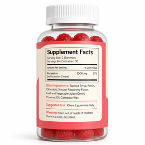 Gummies de citrate de potassium bio sans gluten, faibles en gras et en sucre pour adultes, favorisant la santé cardiaque et du système nerveux, complément végétalien OEM - Product Image 6