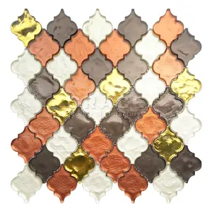 Versilberung Glänzende Glas fliesen Mosaik Arabischer Stil Gold und Rot Mischfarbe Wand poliert Kristall Glitter Wandmosaik fliesen - Product Image 3